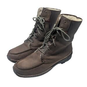 Mens Sz 9 Wenger Alpen Tracker Brown Leather Shearling Moc Boots Clean